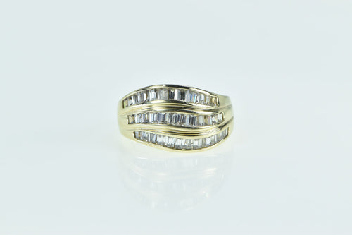 14K 1.80 Ctw Baguette Diamond Wavy Band Ring Yellow Gold