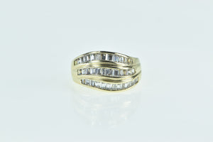 14K 1.80 Ctw Baguette Diamond Wavy Band Ring Yellow Gold