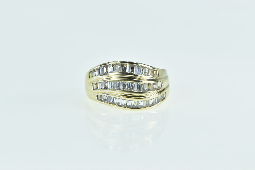 14K 1.80 Ctw Baguette Diamond Wavy Band Ring Yellow Gold