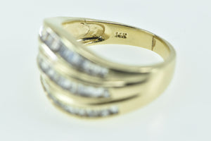 14K 1.80 Ctw Baguette Diamond Wavy Band Ring Yellow Gold