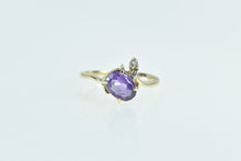 Load image into Gallery viewer, 14K Oval Amethyst Diamond Accent Statement Ring Yellow Gold