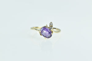 14K Oval Amethyst Diamond Accent Statement Ring Yellow Gold