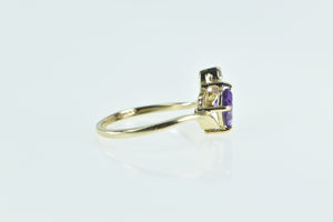 14K Oval Amethyst Diamond Accent Statement Ring Yellow Gold