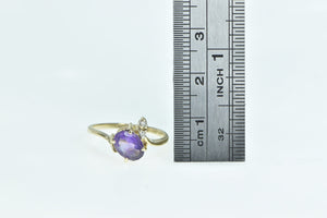 14K Oval Amethyst Diamond Accent Statement Ring Yellow Gold