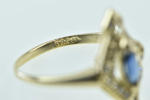 14K Marquise Sapphire Diamond Statement Ring Yellow Gold