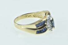 Load image into Gallery viewer, 14K Marquise Sapphire Diamond Halo Statement Ring Yellow Gold