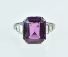 Load image into Gallery viewer, 14K Art Deco Ornate Sim. Amethyst Vintage Ring White Gold