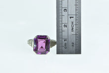 Load image into Gallery viewer, 14K Art Deco Ornate Sim. Amethyst Vintage Ring White Gold