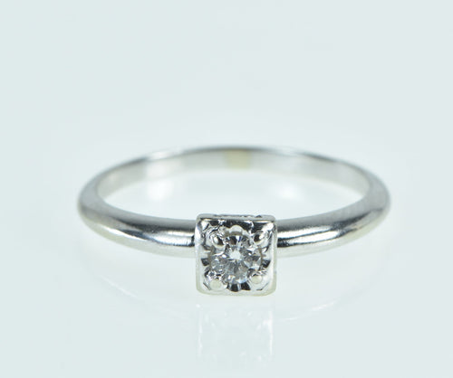14K 0.17 Ct Diamond Solitaire Promise Vintage Ring White Gold