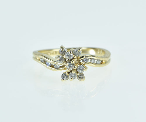 14K Vintage Freeform Diamond Cluster Ring Yellow Gold