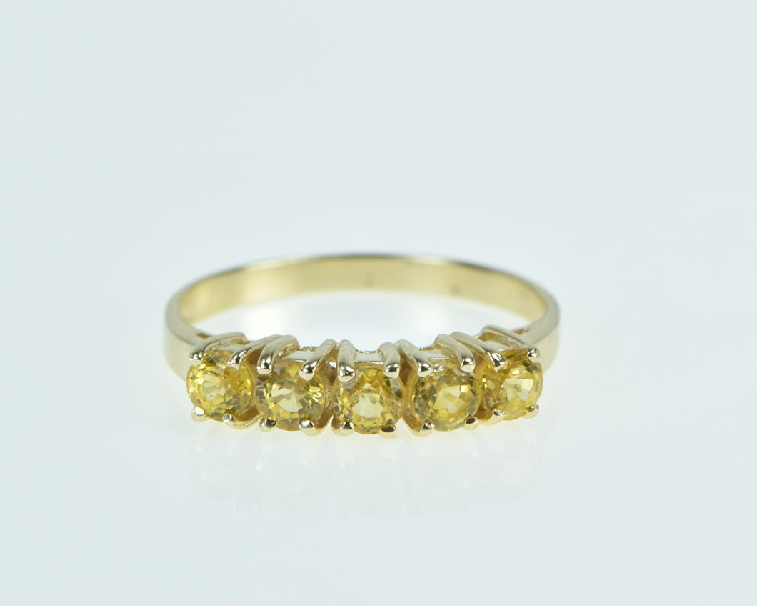 14K Five Stone Yellow Sapphire Vintage Statement Ring Yellow Gold
