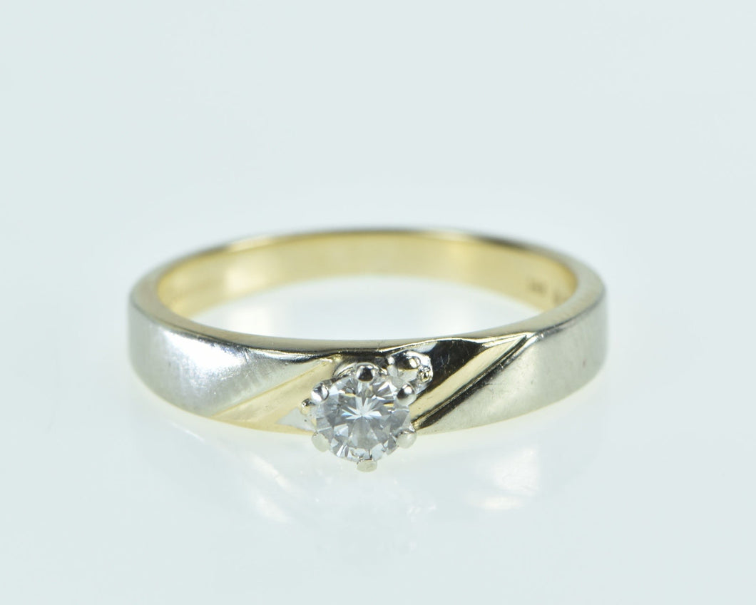 14K 0.18 Ct Diamond Solitaire Vintage Engagement Ring Yellow Gold