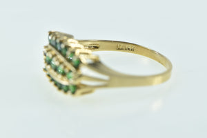 14K Vintage Syn. Emerald Statement Band Ring Yellow Gold