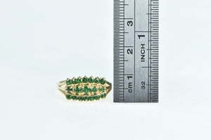 14K Vintage Syn. Emerald Statement Band Ring Yellow Gold