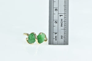 14K Green Jade Pear Cabochon Bypass Ring Yellow Gold