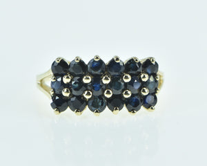 10K Squared Sapphire Vintage Cluster Statement Ring Yellow Gold