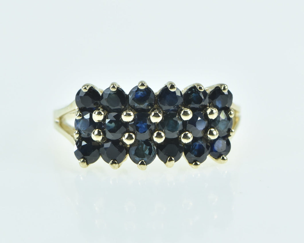 10K Squared Sapphire Vintage Cluster Statement Ring Yellow Gold