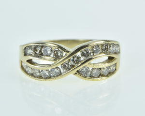 10K 0.80 Ctw Diamond Braid Twist Band Ring Yellow Gold