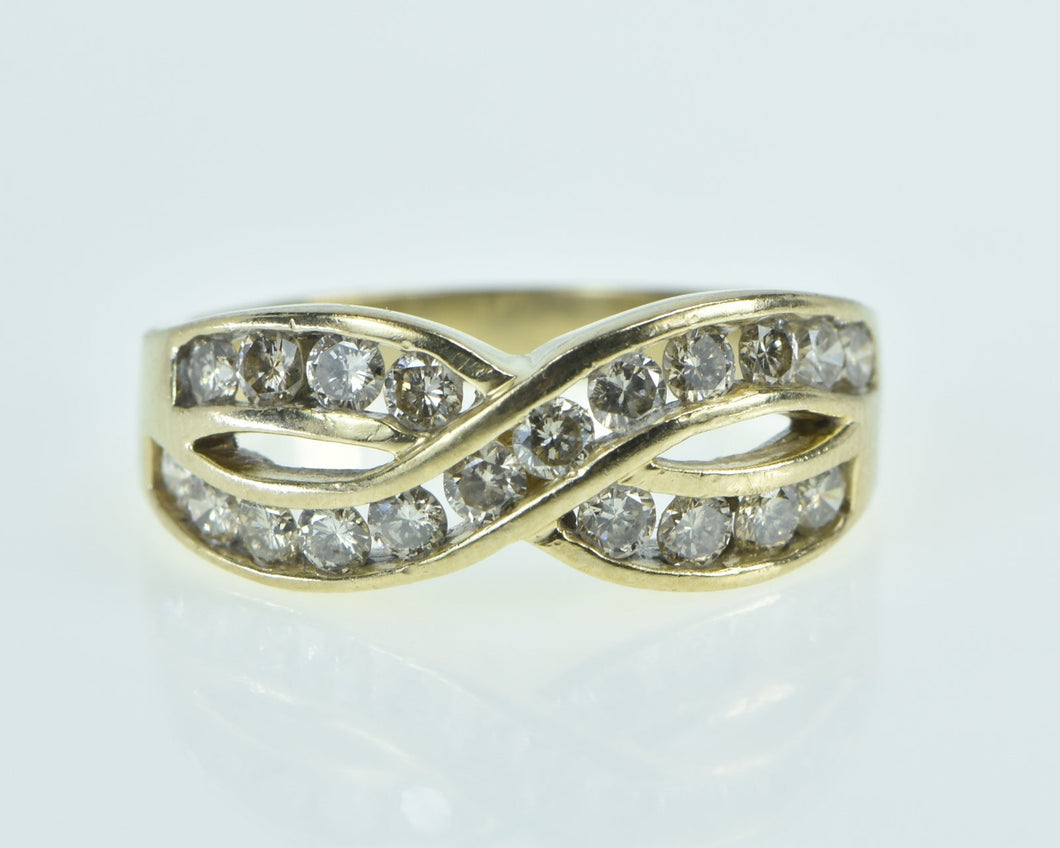 10K 0.80 Ctw Diamond Braid Twist Band Ring Yellow Gold