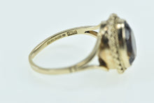 Load image into Gallery viewer, 9K Oval Smoky Quartz Ornate Vintage Statement Ring Yellow Gold