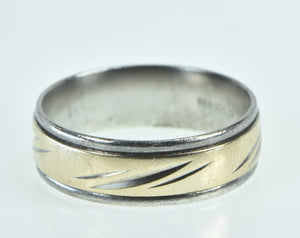 Sterling Silver 7.0mm Two Tone 10k Gold Men's Band Ring