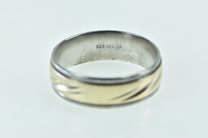 Sterling Silver 7.0mm Two Tone 10k Gold Men's Band Ring