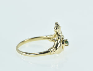 14K Sapphire Claddagh Traditional Protection Ring Yellow Gold
