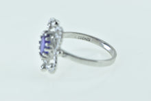 Load image into Gallery viewer, 10K Oval Amethyst Filigree Ornate Rope Ring White Gold