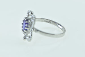 10K Oval Amethyst Filigree Ornate Rope Ring White Gold