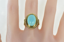 Load image into Gallery viewer, 18K Oval Turquoise Vintage Filigree Cabochon Ring Yellow Gold