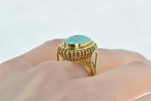 Load image into Gallery viewer, 18K Oval Turquoise Vintage Filigree Cabochon Ring Yellow Gold