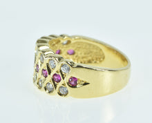 Load image into Gallery viewer, 18K Wavy Pink Sapphire CZ Vintage Statement Ring Yellow Gold