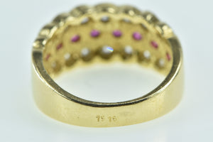 18K Wavy Pink Sapphire CZ Vintage Statement Ring Yellow Gold