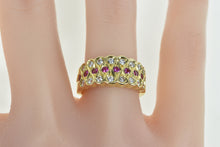 Load image into Gallery viewer, 18K Wavy Pink Sapphire CZ Vintage Statement Ring Yellow Gold