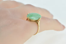 Load image into Gallery viewer, 18K Oval Jade Cabochon Vintage Statement Ring Yellow Gold