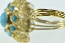 Load image into Gallery viewer, 18K Oval Turquoise Filigree Domed Cocktail Ring Yellow Gold