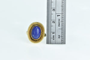 18K 1950's Oval Lapis Lazuli Cabochon Statement Ring Yellow Gold