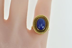 18K 1950's Oval Lapis Lazuli Cabochon Statement Ring Yellow Gold