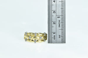 18K Diamond Layered Vintage Stack Row Band Ring Yellow Gold