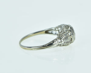 18K Art Deco Filigree Diamond Engagement Ring White Gold