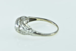 18K Art Deco Filigree Diamond Engagement Ring White Gold