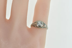 18K Art Deco Filigree Diamond Engagement Ring White Gold