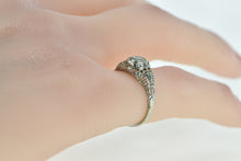 Load image into Gallery viewer, 18K Art Deco Filigree Diamond Engagement Ring White Gold
