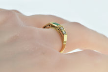 Load image into Gallery viewer, 18K Natural Emerald Diamond Squared Engagement Ring Yellow Gold