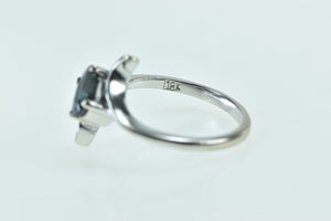 18K 0.55 Ct Oval Natural Sapphire Bypass Ring White Gold