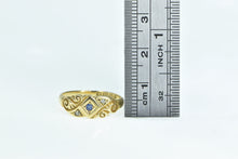 Load image into Gallery viewer, 18K Victorian Ornate Sapphire Diamond Statement Ring Yellow Gold