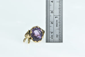 14K Ornate Oval Amethyst Fairy Cocktail Ring Yellow Gold