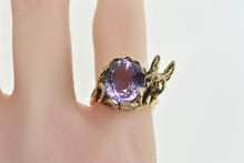 Load image into Gallery viewer, 14K Ornate Oval Amethyst Fairy Cocktail Ring Yellow Gold