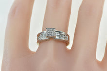 Load image into Gallery viewer, 14K Princess Invis. Cluster Engagement Ring White Gold