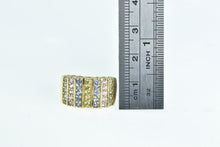 Load image into Gallery viewer, 14K Yellow Blue Green Sapphire Statement Band Ring Yellow Gold